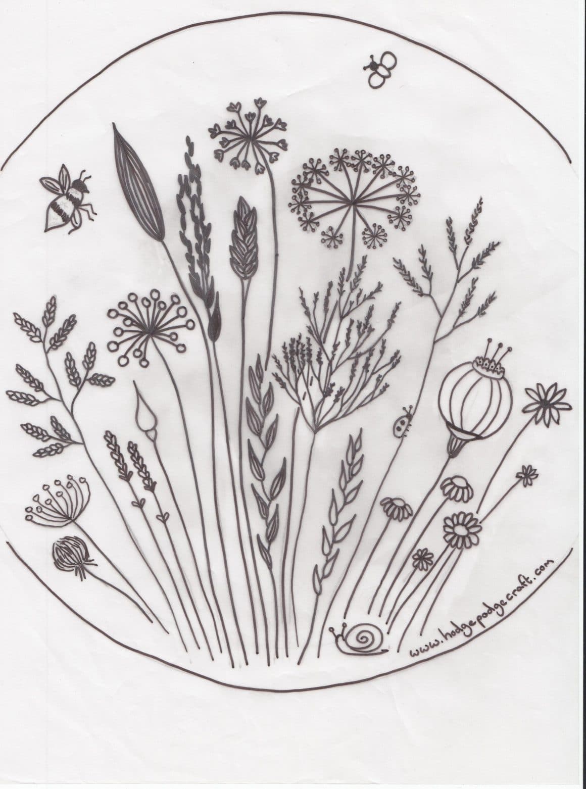 Free Floral Meadow Embroidery Pattern