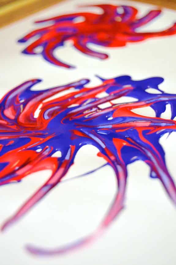 firework prints with Q tips