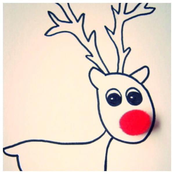 Pompom reindeer Christmas cards (free printable)