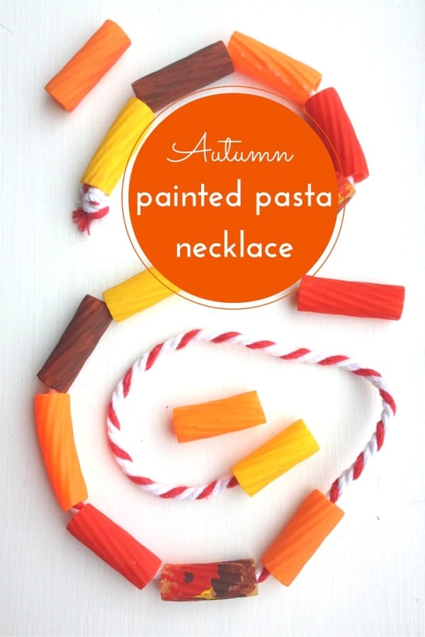 Autumn craft pasta necklace tutorial