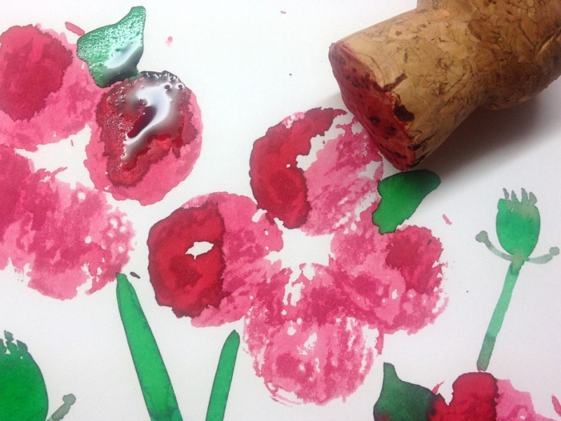 Cork printed poppies