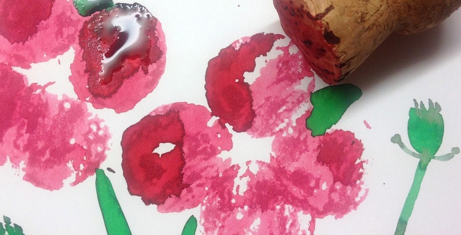 Cork printed poppies